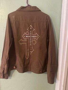 Wrangler Brown Studded Cross-Back Jean Jacket